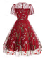 ieftine rochie florală-Pentru femei Rochie Mini Rochie A line Rochie din Tul Elegant Petrecere cocktail În aer liber Serată Petrecere Brodat Plasă Fit regulat Floral Manșon scurt Stil Nautic Albastru piscină Negru Alb