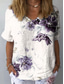 cheap Floral tee-Women&#039;s Shirt Floral Graphic Plants Stylish Classic Casual Short Sleeve Crew Neck Regular Tops Daily Beach Wear Vacation Wear Print Blue Purple Summer Spring