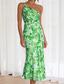 cheap Print Floral Dresses-Women&#039;s Midi Dress Floral Dress Print Dress Fashion Modern Outdoor Vacation Weekend Regular Fit Flower Sleeveless One Shoulder Yellow Blue Purple Orange Summer