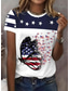 cheap Independence Day Top-Women&#039;s Patriotic  T Shirt Graphic Flag American Flag Vintage Stylish Classic Short Sleeve Crew Neck Regular Tops Daily Weekend Print White Red Summer Spring