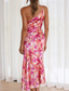 cheap Print Floral Dresses-Women&#039;s Midi Dress Floral Dress Print Dress Fashion Modern Outdoor Vacation Weekend Regular Fit Flower Sleeveless One Shoulder Yellow Blue Purple Orange Summer