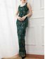 cheap Under $129.99-Green Embroidered Dress Mother of the Bride Dress Elegant Scoop Neck Floor Length Sleeveless with Sequin Tassel 2025