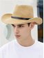 abordables Chapeaux pour hommes-Chapeau de cowboy pliable en paille pour homme avec bande noire – chapeau d'été western pour la plage, les voyages et les loisirs