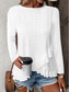 cheap Plain Tops-Women&#039;s Blouse Solid Color Stylish Casual Long Sleeve Crew Neck Regular Tops Daily Ruffle Eyelet White Yellow Blue Green Summer Spring