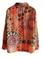 cheap Hawaiian Tops-Women&#039;s Shirt Graphic Abstract Daily Stylish Modern Long Sleeve Shirt Collar Regular Tops Work Daily Buttons Print Red Blue Orange Summer Spring