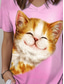 cheap Animals tee-Kayomi Harai Women&#039;s T Shirt Graphic Animal Cute Stylish Casual Short Sleeve V Neck Regular Tops Daily Print Pink Summer