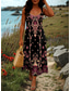 preiswerte Boho Kleider-Damen Maxikleid Sommerkleid A Linie Kleid Schulterfreies Kleid Urlaub Lässig Boho Party Ausgehen Strand Normale Passform Grafik Stammes Ärmellos Quadrathals Schwarz-rot Weiß Violett Grün Sommer