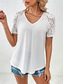 cheap Plain tee-Women&#039;s T Shirt Plain Fashion Stylish Modern Short Sleeve V Neck Regular Tops Daily Weekend Lace Patchwork Black White Red Green Summer