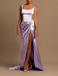 abordables Rose-Robe de Soirée Sirène Haute Fente Invité de Mariage Cocktail Fête Longueur de Sol Sans Manches Col Arrondi Robe de Demoiselle d&#039;Honneur Satin avec Robe Mascarade Froncée