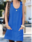 voordelige Jurken-Dames Mini-jurk Zomerjurk Slipdress Casual Dagelijks Ruim Passend Effen Kleur Mouwloos U-hals Fuchsia Donkerblauw Zomer