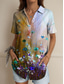 cheap Women&#039;s Floral Tops-Women&#039;s Shirt Ombre Floral Graphic Vintage Tropical Daily Sleeveless Short Sleeve Shirt Collar Regular Tops Daily Yellow Red Blue Purple Summer Spring