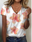 cheap Floral tee-Women&#039;s T Shirt Floral Graphic Vintage Stylish Classic Short Sleeve V Neck Regular Tops Daily Print Orange Summer Spring