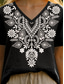 cheap Boho tee-Women&#039;s T Shirt Floral Graphic Plants Bohemia Stylish Casual Short Sleeve V Neck Regular Tops Daily Print White Blue Fuchsia Green Summer Spring