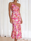 cheap Print Floral Dresses-Women&#039;s Midi Dress Floral Dress Print Dress Fashion Modern Outdoor Vacation Weekend Regular Fit Flower Sleeveless One Shoulder Yellow Blue Purple Orange Summer