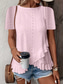 cheap Plain tee-Women&#039;s T Shirt Solid Color Plain Basic Casual Short Sleeve Crew Neck Regular Tops Daily Weekend Ruffle Eyelet White Yellow Pink Green Summer