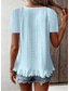 cheap Plain tee-Women&#039;s T Shirt Solid Color Plain Basic Casual Short Sleeve Crew Neck Regular Tops Daily Weekend Ruffle Eyelet White Yellow Pink Green Summer