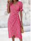 economico Abiti casual floreali-Per donna Abito Midi Abito a Portafoglio Abito Estivo Vacanza Casual Spiaggia Quotidiano Ferie Uscire Vestibilità regolare Floreale Manica Corta Scollo a V Nero Rosa Blu Verde Estate Primavera