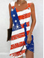 billige Uavhengighetsdagkjole-Kvinnens patriotiske mini kjole sommerkjole slip kjole casual daglig vanlig passform flagg ermeløs stropp vinrød marineblå blå sommer