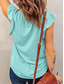 cheap Plain tee-Women&#039;s T Shirt Plain Fashion Modern Casual Short Sleeve V Neck Regular Tops Daily Weekend Ruffle White Pink Green Light Blue Summer