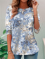 voordelige Boho t-shirt-Dames T-shirt Bloemig Grafisch Casual Lange mouw Strakke ronde hals Normale tops Dagelijks Afdrukken Wit / Zwart Zwart blauw Oranje Bruin Lente Herfst