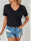 cheap Plain tee-Women&#039;s T Shirt Plain Fashion Stylish Modern Short Sleeve V Neck Regular Tops Daily Weekend Lace Patchwork Black White Red Green Summer