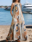 cheap Print Floral Dresses-Women&#039;s Maxi Dress A Line Dress Summer Dress Boho Daily Holiday Regular Fit Graphic Color Block Sleeveless Crew Neck White Khaki Beige Summer