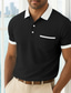 preiswerte Herren Klassisches Polo-Herren Golfshirt Piqué-Poloshirt Lässig Arbeit Revers Gerippter Polokragen Kurzarm Basic Modern Farbblock Patchwork Tasche Frühling &amp; Sommer Normale Passform Leicht Blau Golfshirt