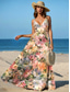 cheap Floral Dress-Women&#039;s Maxi Dress Sundress A Line Dress Slip Dress Vacation Casual Boho Beach Regular Fit Floral Graphic Vintage Sleeveless V Neck Pink Summer Spring
