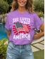 ieftine Ziua Independenței Top-Tricou Patriotic pentru Femei Grafic Drapel Litere Vintage Elegant Clasic Mâneci Scurte Gât Rotund Croială Normală Îmbrăcăminte de Zi Weekend Print Negru Alb Roz Roșu Albastru