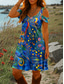 ieftine Rochii Art&amp;Design-Pentru femei Rochie Mini Rochie A line Rochie de vară Vacanță Casual Zilnic Concediu Fit regulat Grafic Abstract Manșon scurt În V Roșu-aprins Albastru piscină Trifoi Vară