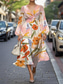 cheap Casual Floral Dresses-Women&#039;s Midi Dress Casual Dress Elegant Fashion Outdoor Daily Holiday Regular Fit Graphic Short Sleeve V Neck Black White Yellow Red Summer