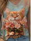 cheap Animals Tank Top-Women&#039;s Animals Camisole Tank Top Floral Graphic Cat Vintage Tropical Stylish Sleeveless Short Sleeve V Neck Regular Tops Daily Print Orange Summer Spring