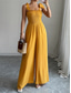 abordables Boda Casual / Durante el Día-Monos Vestidos de Quinceañera Vestido Elegante de Boda Invitadas Largo hasta el Suelo Sin Mangas Tirantes Espagueti Espalda Descubierta con Pliegues