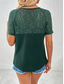 cheap Plain tee-Women&#039;s T Shirt Plain Fashion Stylish Modern Short Sleeve V Neck Regular Tops Daily Weekend Lace Patchwork Black White Red Green Summer