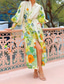 abordables Vestidos casuales con flores-Mujer vestido largo vestido largo Vestidos de lino y algodón Vestido informal Moda Manga Farol Exterior Fiesta Festivos Ajuste regular Flor Manga Larga Cuello Camisero Verde Trébol Verano
