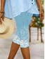 olcso -Womens leggings capri nadrág magas rugalmasságú nyaralás divatos hawaii térd alatti közép derék virágos grafikus nyomtatás lélegző puha nyaralás alkalmi mindennapi tó kék fekete kék világoskék