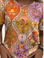 cheap Boho tee-Women&#039;s T Shirt Floral Graphic Geometric Vintage Stylish Classic Short Sleeve Crew Neck Regular Tops Daily Weekend Print Blue Fuchsia Orange Summer Spring
