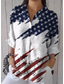cheap Independence Day Top-Women&#039;s Patriotic  Shirt Graphic Flag USA Vintage Daily Stylish Long Sleeve Shirt Collar Regular Tops Work Daily Buttons Print White Blue Khaki Summer Spring