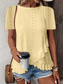 cheap Plain tee-Women&#039;s T Shirt Solid Color Plain Basic Casual Short Sleeve Crew Neck Regular Tops Daily Weekend Ruffle Eyelet White Yellow Pink Green Summer