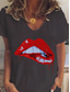 cheap Graphic shop tee-Women&#039;s Shirt Graphic Stylish Casual Short Sleeve V Neck Regular Tops Daily Print Black White Pink Khaki Gray Summer
