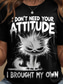 cheap Humor&amp;Quotes tee-Women&#039;s T Shirt Graphic Animal Cat Vintage Stylish Classic Short Sleeve Crew Neck Round Neck Regular Tops Daily Weekend Print Black White Summer Spring