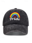 Недорогие Женские шляпы-женская кепка из потертого денима с вышитой радугой и сердечками - регулируемая бейсболка ЛГБТК для парадов, фестивалей и повседневной носки