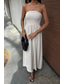 voordelige Feestjurken-Dames Lange jurk maxi-jurk Swingjurk Zomerjurk Elegant Uitgaan Strand Zomerjurk Normale pasvorm Heldere kleur Mouwloos Strapless Zwart Geel Bruin Beige Zomer