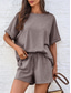 preiswerte Kurze Sets für Damen-Damen 2-teiliges Mode Streetwear tägliche Shorts-Sets kurzärmlig Rundhalsausschnitt einfarbig lässig schwarz blau khaki Sommer reguläre Passform