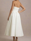 cheap White Graduation Dresses-Women&#039;s Midi Dress White Dress Graduation Dress Prom Dress Party Dress Fashion Wedding Party Evening Party Regular Fit Plain Sleeveless Strapless Black White Yellow Pink Summer