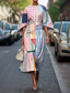 cheap Elegant Floral Dresses-Women&#039;s Midi Dress Floral Dress Print Dress Fashion Classic Modern Vacation Daily Holiday Regular Fit Flower Half Sleeve Crew Neck Yellow Pink Blue Summer