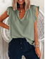 cheap Plain tee-Women&#039;s T Shirt Plain Fashion Modern Casual Short Sleeve V Neck Regular Tops Daily Weekend Ruffle White Pink Green Light Blue Summer