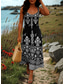 preiswerte Boho Kleider-Damen Maxikleid A Linie Kleid Schulterfreies Kleid Urlaub Lässig Boho Party Ausgehen Strand Standard Passform Grafik Stammes Ärmellos Quadrathals Schwarz Weiß Rote Blau Sommer Frühling