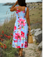 preiswerte Blumenkleider-Damen Maxikleid A Linie Kleid Schulterfreies Kleid Urlaub Lässig Strand Party Normale Passform Blumen Grafik Ärmellos Quadrathals Schwarz Weiß Blau Grün Sommer Frühling