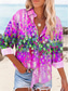 cheap Hawaiian Tops-Women&#039;s Shirt Floral Graphic Vintage Tropical Daily Long Sleeve Shirt Collar Regular Tops Work Daily Buttons Print Yellow Blue Purple Green Summer Spring
